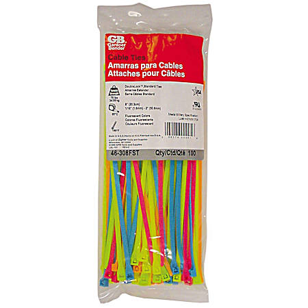 8 In. Neon Cable Ties - 100 Ct.