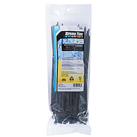 Xtreme Temperature Black Cable Ties - 100 Pk