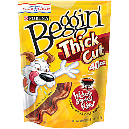 Beggin' Thick Cut Hickory Smoke Flavor Bacon Dog Treats, 40 oz