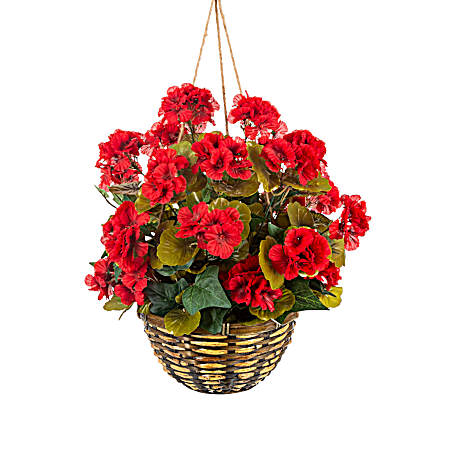 Artificial Geranium Hanging Basket - Assorted
