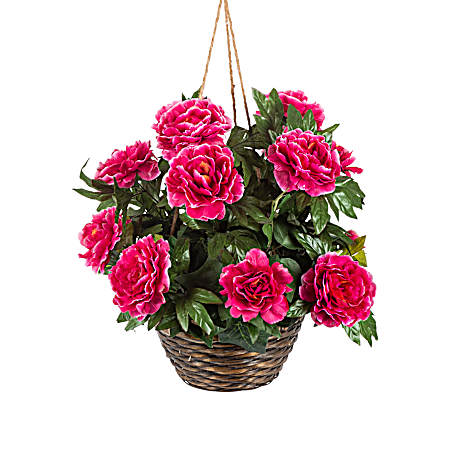 Artificial Peony Hanging Basket - Assorted