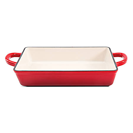 13 in Scarlet Red Artisan Enameled Cast Iron Lasagna Pan