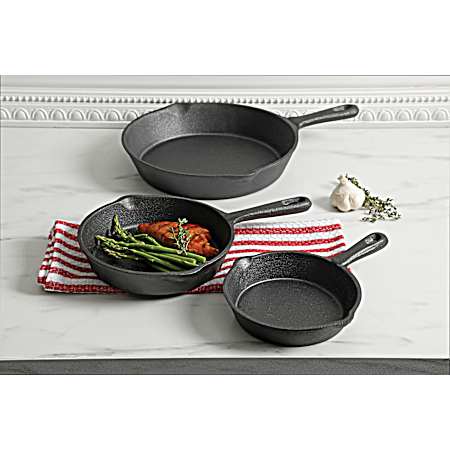 General Store Addlestone Pre-Seasoned Cast Iron Skillet Set - 3 pc