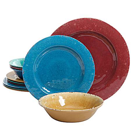 Mauna Melamine Assorted Colors Dinnerware Set - 12 pc