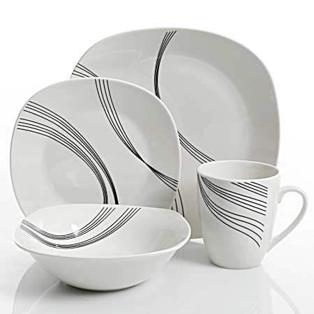Gibson Curvation 16pc.  White Dinnerware Set
