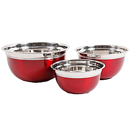 3 pc Rosamond Red Round Mixing Bowls