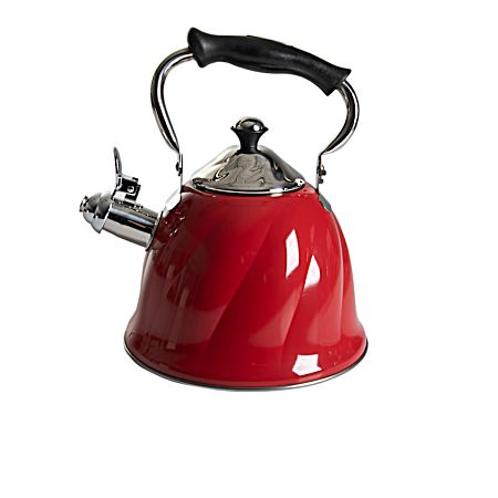 Mr Coffee Alderton Whistling Tea Kettle, 2.3 Quarts, Red
