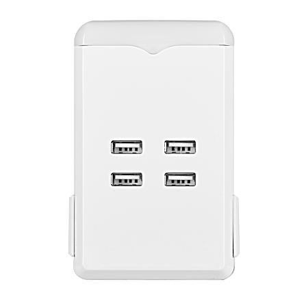 White 2-Outlet Wall Tap Adapter w/ 4 USB Ports 4.2 Amp & Night Light