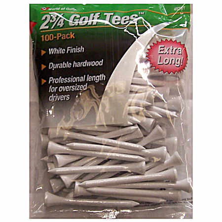 2.75 in White Golf Tees - 100 Pk