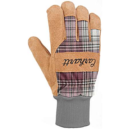 Women's Wild Rose Plaid Insulated Suede Work Gloves