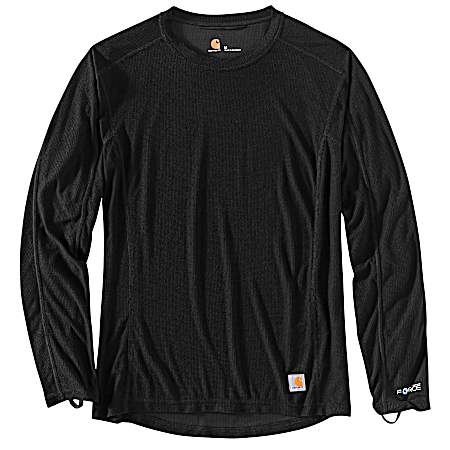 Men's FORCE Lightweight Black Crew Neck Long Sleeve Base Layer Top