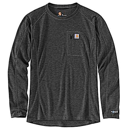 Men's Base Force Heavyweight Black Heather Crew Neck Long Sleeve Wool Top