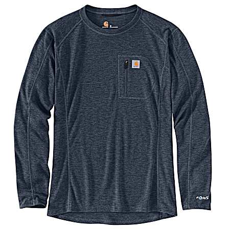 Men's Base Force Heavyweight Navy Heather Crew Neck Long Sleeve Wool Top