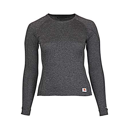 Women's Force Black Heather Heavyweight Long Sleeve Base Layer Wool Top