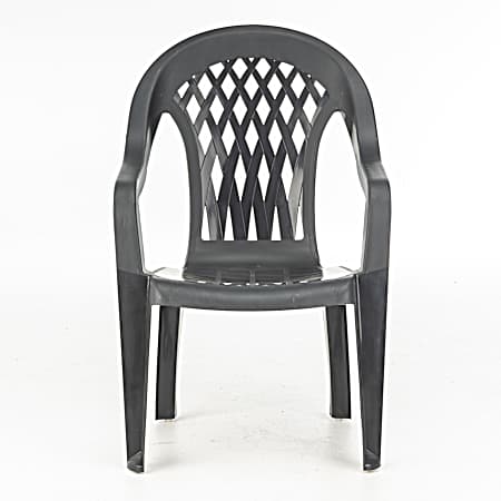 Gray Lattice High Back Chair