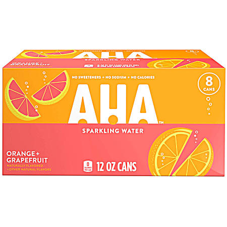 12 oz Orange + Grapefruit Sparkling Water - 8 Pk