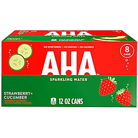 12 oz Strawberry + Cucumber Sparkling Water - 8 Pk
