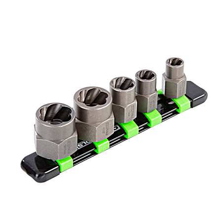 5 pc Spiral Type Extractor Set on Aluminum Rail