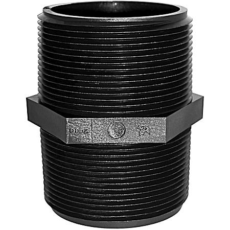 1-1/2 in MPT Black Polypropylene Close Nipple