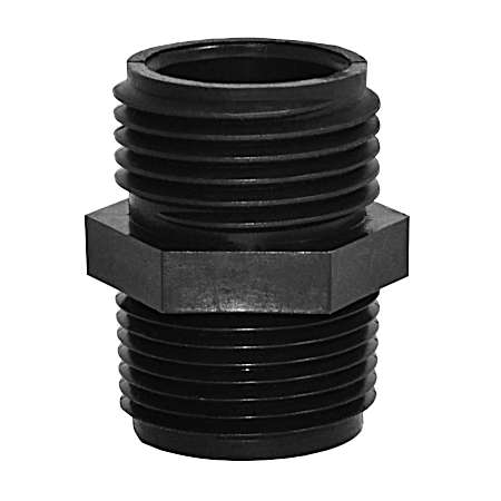 3/4 in MGHT x 1/2 in MPT Garden Hose Black Polypropylene Adapter
