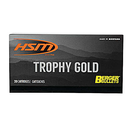 .300 Winchester Magnum Match Hunting Trophy Gold 185 Grain Rifle Cartridges - 20 Rounds