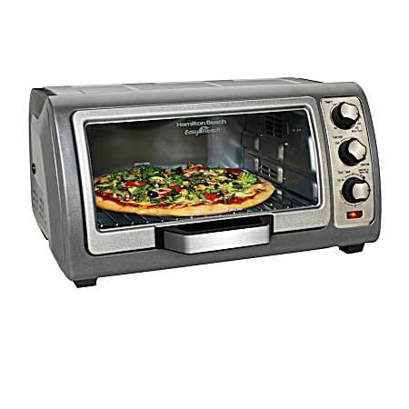 Easy Reach Black Toaster Oven w/ Roll-Top Door