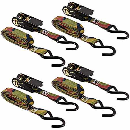 8 ft Camo Ratchet Tie-Downs - 4 Pk
