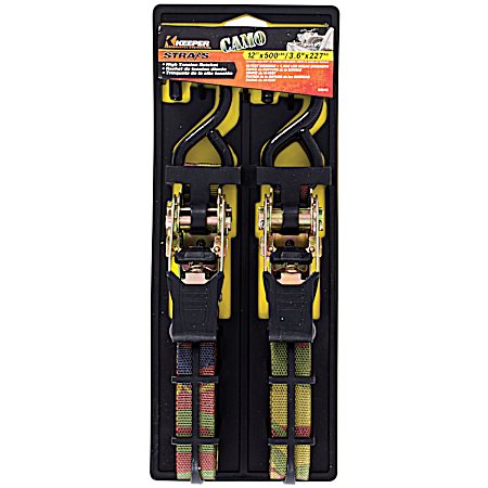 12 ft Camo Ratchet Tie-Downs - 2 Pk