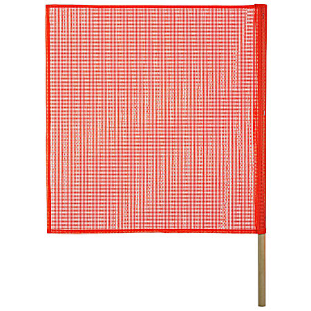 18 in x 18 in Orange Safety Flag w/ Wooden Dowel