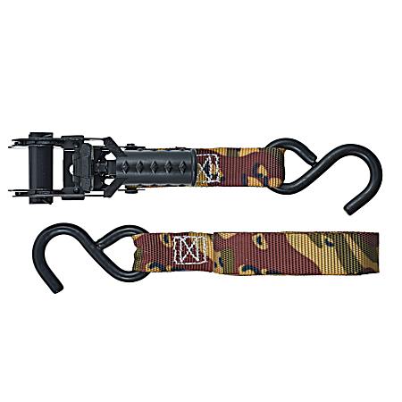 12 ft Desert Camo Mini-Pistol Grip Ratchet Tie-Downs - 4 Pk