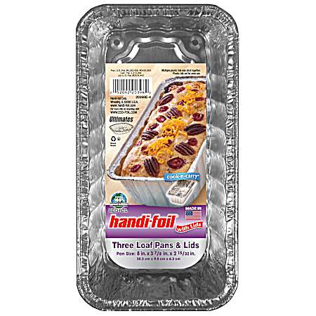 3 pk Cook-n-Carry 2 lb Loaf Pan w/Lid