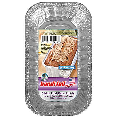 5 pk Cook-n-Carry 1 lb Loaf Pan w/Lid