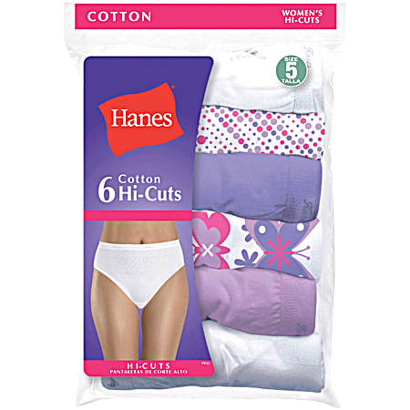 Women's Assorted Cool Comfort Tagless Hi-Cut Panties - 6 Pk