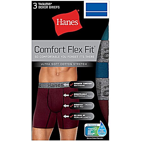 Men's Assorted Comfort Flex Fit Modal Boxer Briefs - 3 Pk