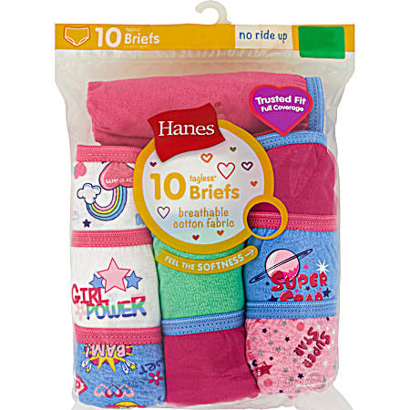 Girls' Assorted No Ride Up Briefs - 10 Pk