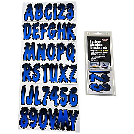 3 in Blue/Black Boat Registration Number Decal Kit