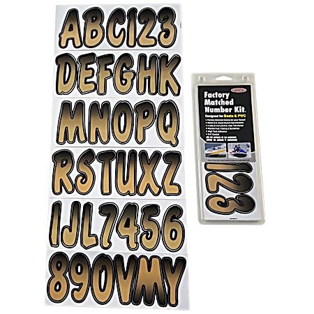 3 in Brown/Black Boat Registration Number Decal Kit