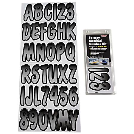 3 in Silver/Black Boat Registration Number Decal Kit