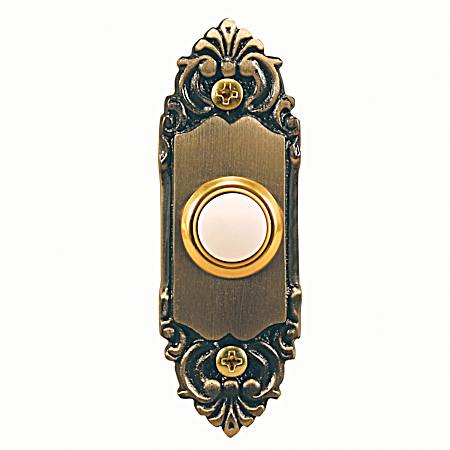 Antique Brass Wired LED Lighted Push-Button Doorbell