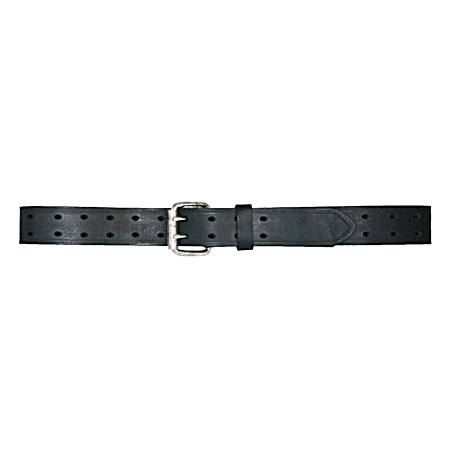 Men's Black Twin Hole Smooth Leather Belt