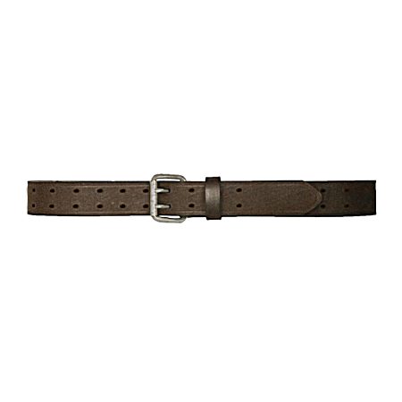 Men's Brown Twin Hole Smooth Leather Belt