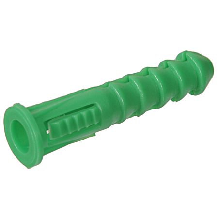 Green Ribbed Plastic Anchors with Screws