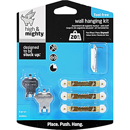 6 Pc Tool-Free 20 lb Wall Hanger Kit