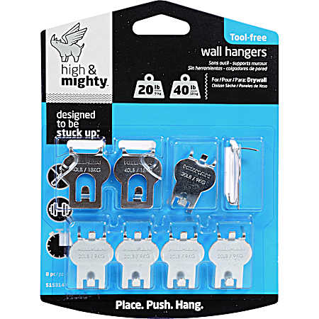 8 Pc Tool-Free 20 lb - 40 lb Wall Hanger Kit