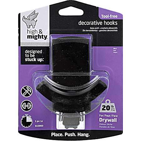 Tool-Free 20 lb Black Decorative Double Hook