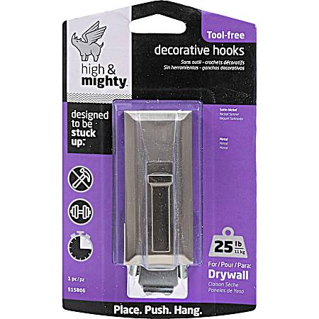 Tool-Free 25 lb Nickel Decorative Rectangle Hook