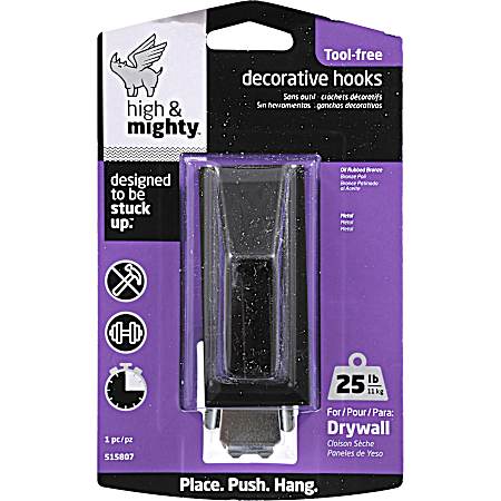 Tool-Free 25 lb Bronze Decorative Rectangle Hook