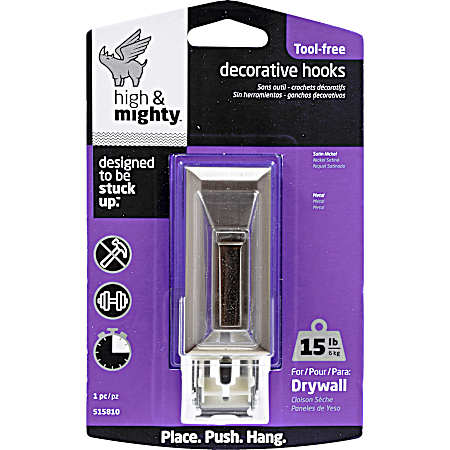 Tool-Free 15 lb Nickel Decorative Rectangle Hook