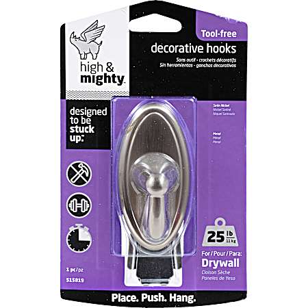 Tool-Free 25 lb Nickel Decorative Oval Hook