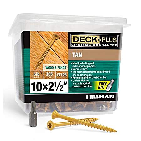 #10x2.5 in Deck Plus Star-Drive Tan Deck Screws - 5 lb